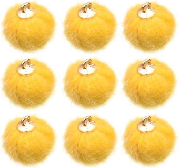 comfrt 24pcs Faux Pom Pom Balls DIY Pom Pom Charms Fluffy Ball for Earrings Charm Pendant Keychains Jewelry Making (Yellow) - Image 1