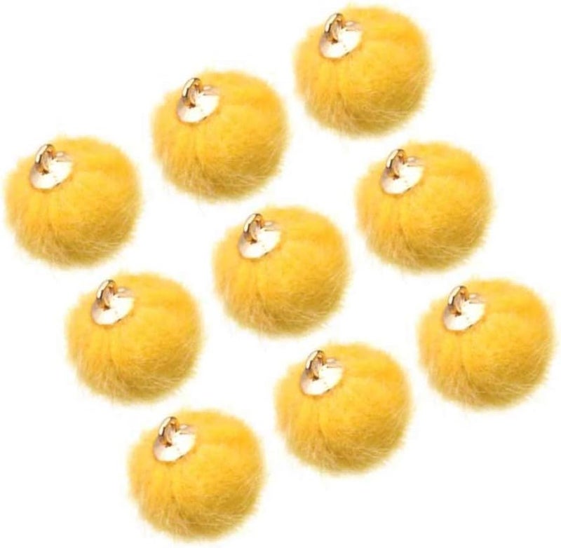 comfrt 24pcs Faux Pom Pom Balls DIY Pom Pom Charms Fluffy Ball for Earrings Charm Pendant Keychains Jewelry Making (Yellow) - Image 3
