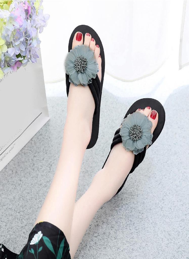 Eckek - Women Slippers Flower Beach Ladies Slippers Flip Flops Beach Shoes Sandals Slippers - Image 1