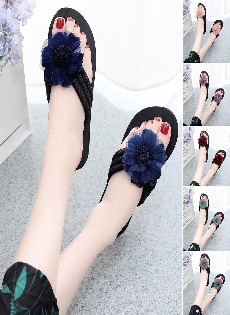 Eckek - Women Slippers Flower Beach Ladies Slippers Flip Flops Beach Shoes Sandals Slippers - Image 1