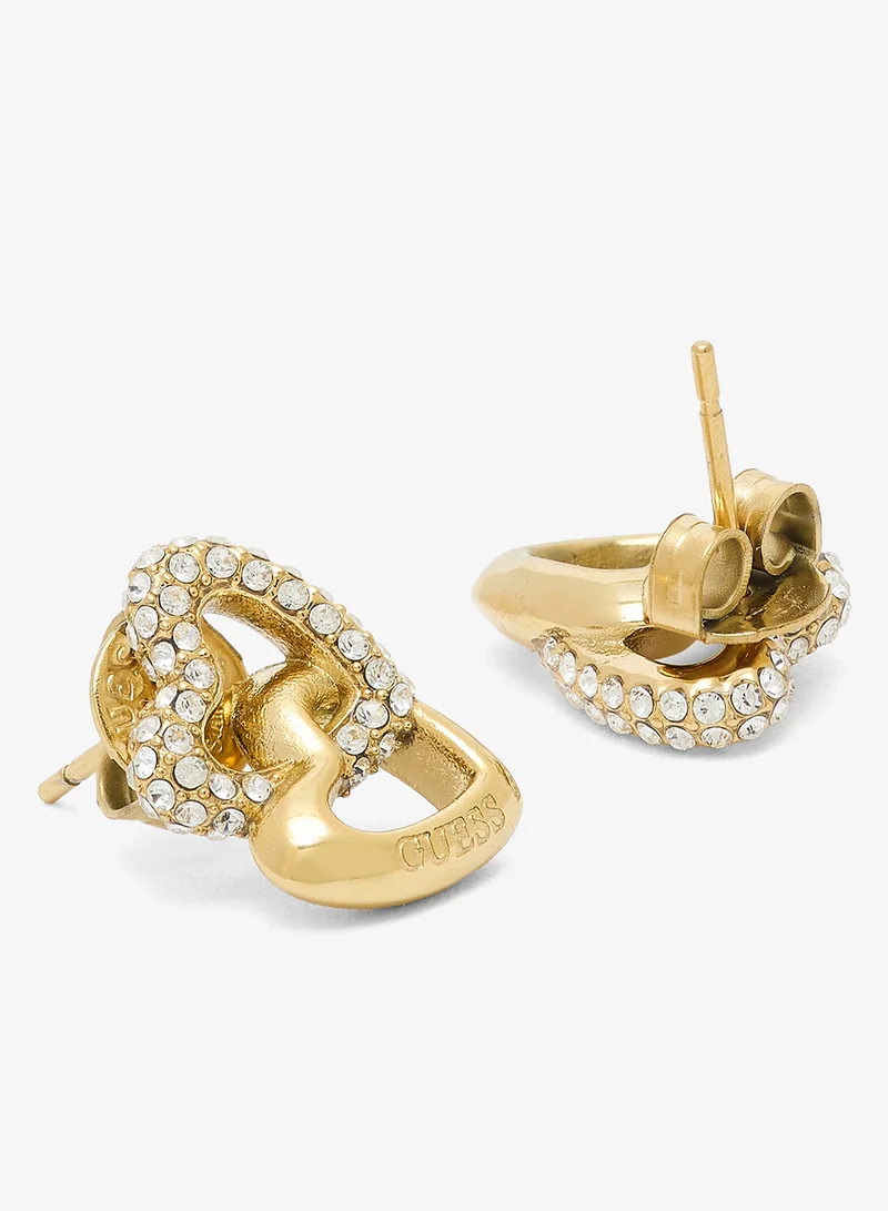 GUESS Heart Link Stud Earrings