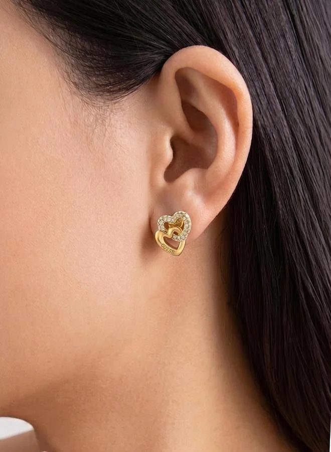 Guess  Heart Link Stud Earrings for Women | Best Price UAE