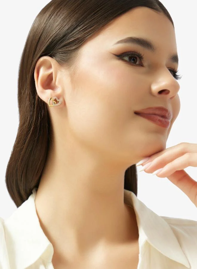 Guess  Heart Link Stud Earrings for Women | Best Price UAE