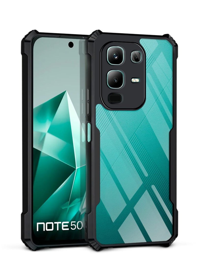 Wtech Infinix Note 50x 5G 2025 Hybrid TPU Silicone with Raised Armour Bumpers Slim Case Cover (MCAPSA) - Clear/Black  - Image 1