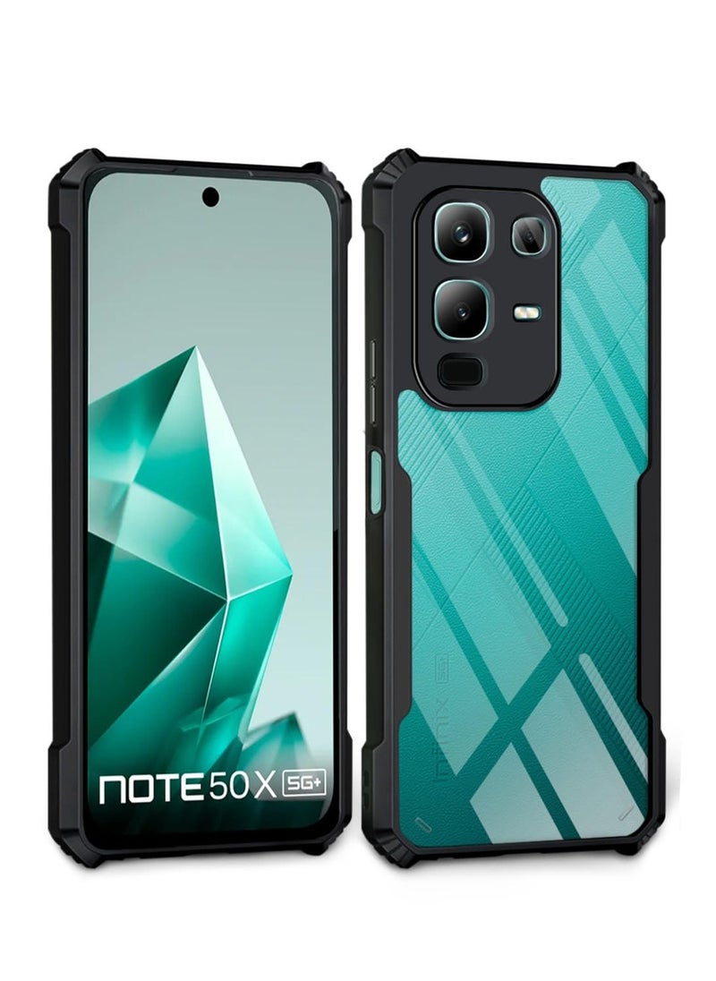 Wtech Infinix Note 50x 5G 2025 Hybrid TPU Silicone with Raised Armour Bumpers Slim Case Cover (MCAPSA) - Clear/Black  - Image 2