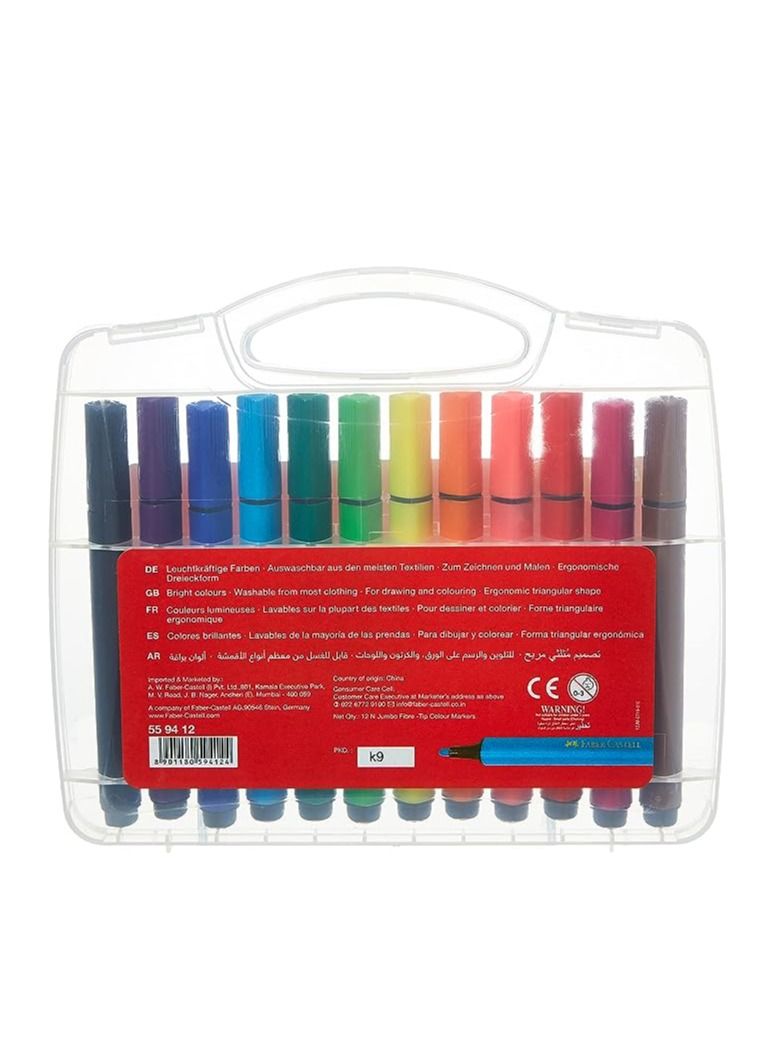 FABER-CASTELL  markers ملونة 12 قطعة من الألياف - Image 2