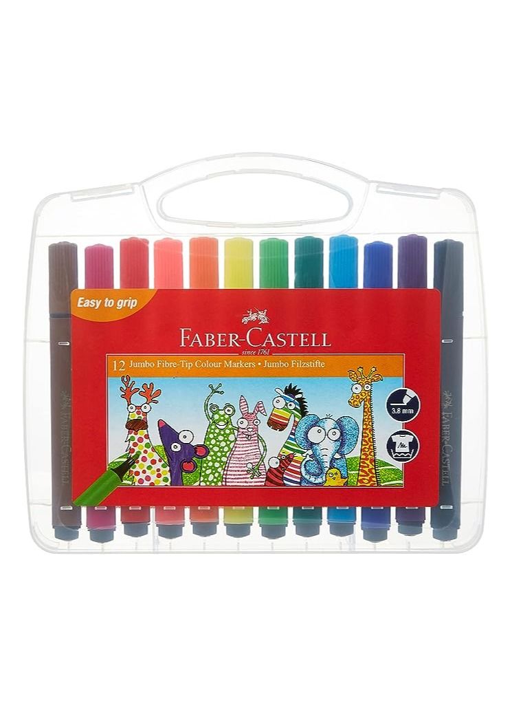 FABER-CASTELL  markers ملونة 12 قطعة من الألياف - Image 1