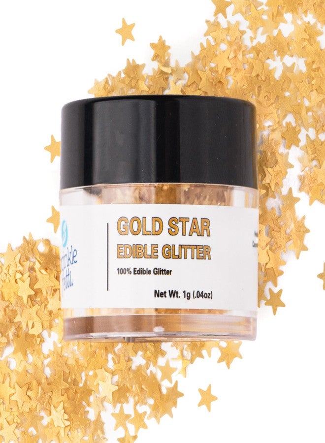 Sweets Indeed, Edible Glitter, Perfect for Drinks, Cocktails, Beverages & Cake Decorating, Dessert Cake Topper, Gift, 1 gram (Gold Edible Stars) - Image 1