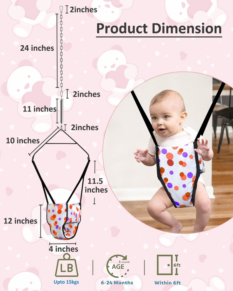 Vparents 2 in 1 Toddler Jumper Cum Baby Walking Harness Function, Fun Activity for 6-12 Months Infant Preemiee (Orange) - Image 3
