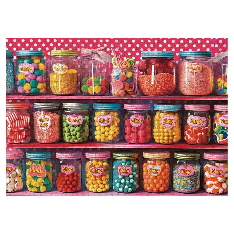 Larkipuzz Colorful Candy Puzzles for Adults 1000 Pieces Funny Pretty Food Jigsaw Puzzles Beautiful Challenging Sweet Shop Jar Puzzle - Image 3