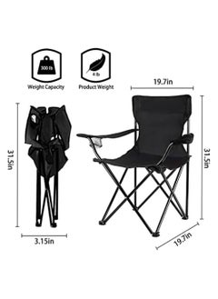 ABJ Portable Camping Chair with Mesh Back, Adjustable Arms, Cup Holder, Carry Bag - Supports 250 lbs! Perfect for Camping, Sports, Outdoors, Lawn, with Side Pockets (Black)  - Image 2