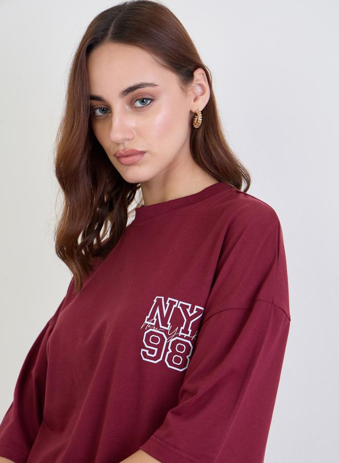 ستايلي طقم منسق من جوغر بحواف مطاطية وتيشيرت واسع - Image 3