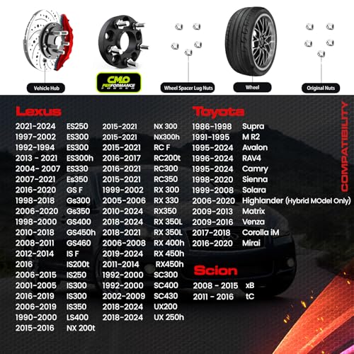Customadeonly 25mm (1 Inch) Black Hubcentric Wheel Spacers 5x114.3 Compatible For lexus ES300 350, GS300 350 430,IS250 300 350,LS400 430 460,RC300 350, Camry Highlander Tacoma, tC xB (2pcs 60.1mm M12x1.5) - Image 3