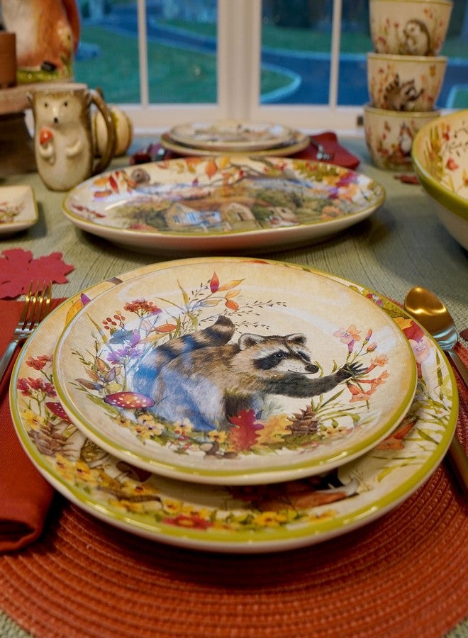 Certified International Woodland Critters 11" Ceramic Dinner Plates, Set of 4 – Whimsical Forest Animal and Cottage Scene – Nature-Inspired Tableware for Fall, Kids Parties, Holiday Meals, Gifting, and Rustic Décor - Image 4