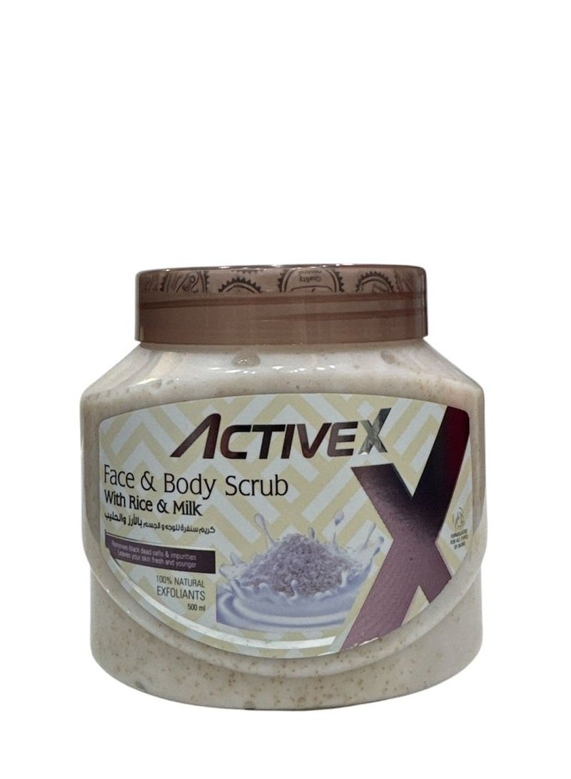 ACTIVEX FACE & BODY SCRUB WITH RICE &MILK 500ML