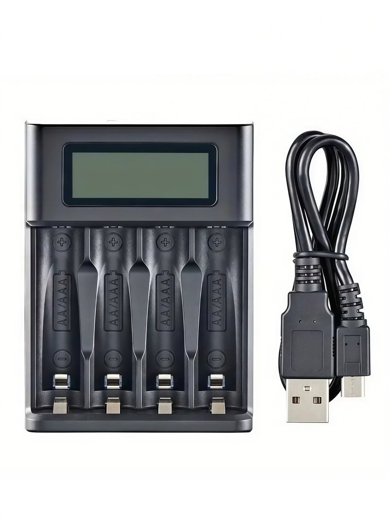 BlueHole 4-Slot USB Smart Charger with LCD Display Compatible with AA/AAA Nickel Metal Hydride Nickel Cadmium Batteries - Image 5