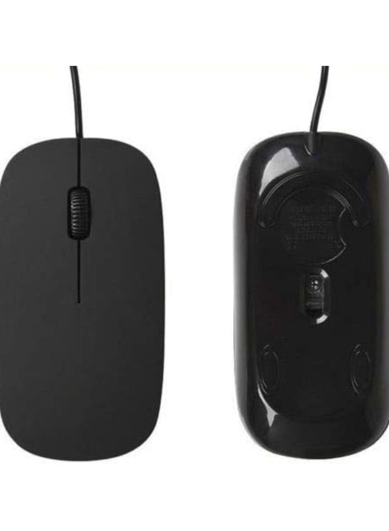 هويتك ماوس بصري سلكي صغير الحجم بتصميم تفاحة صغيرة، ماوس USB أسود مضغوط - Image 4