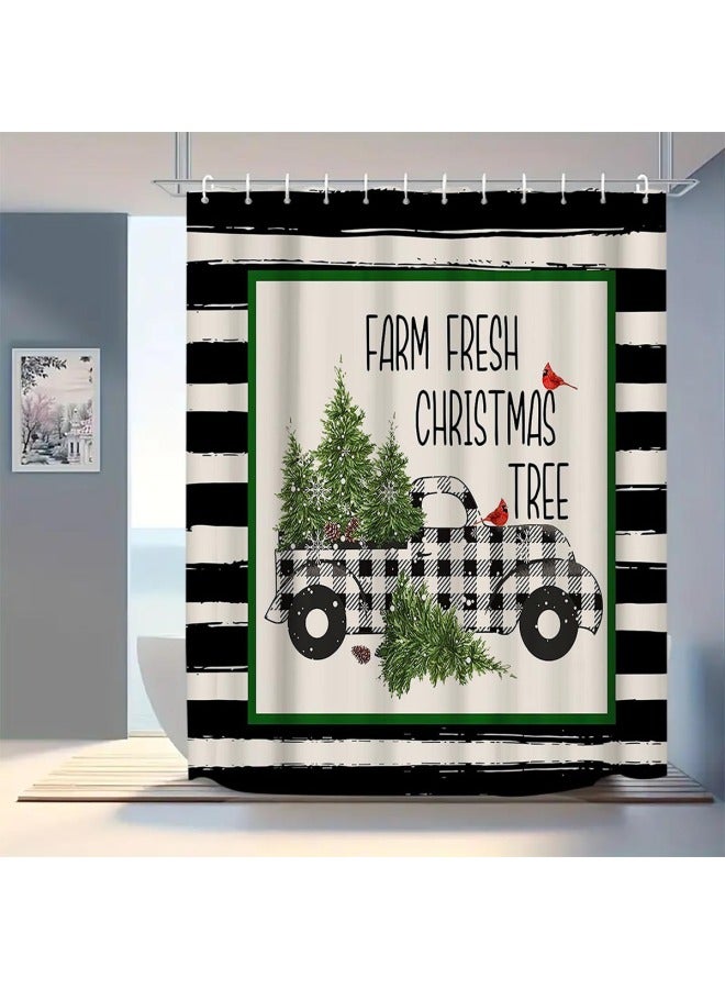 Plaid Waterproof Shower Curtain, Mildew-proof Bathroom Toilet Shower Parion Curtain