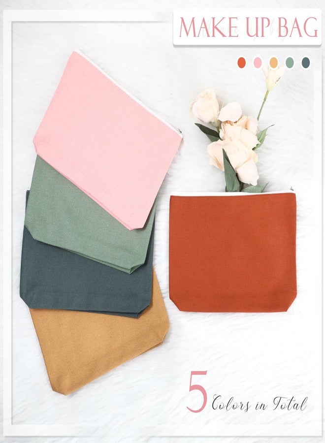 Reginary 10 Pcs Canvas Makeup Bags Bulk for Women Blank DIY Craft Travel Toiletry Pouch Cosmetics Bag Pencil Pouch for Back to School Class Supplies Gift for Girls Teacher(Boho Color) - Image 3