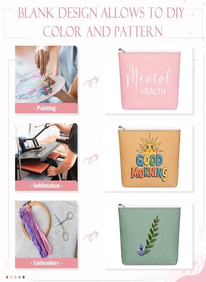 Reginary 10 Pcs Canvas Makeup Bags Bulk for Women Blank DIY Craft Travel Toiletry Pouch Cosmetics Bag Pencil Pouch for Back to School Class Supplies Gift for Girls Teacher(Boho Color) - Image 5