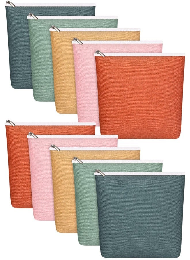 Reginary 10 Pcs Canvas Makeup Bags Bulk for Women Blank DIY Craft Travel Toiletry Pouch Cosmetics Bag Pencil Pouch for Back to School Class Supplies Gift for Girls Teacher(Boho Color) - Image 1