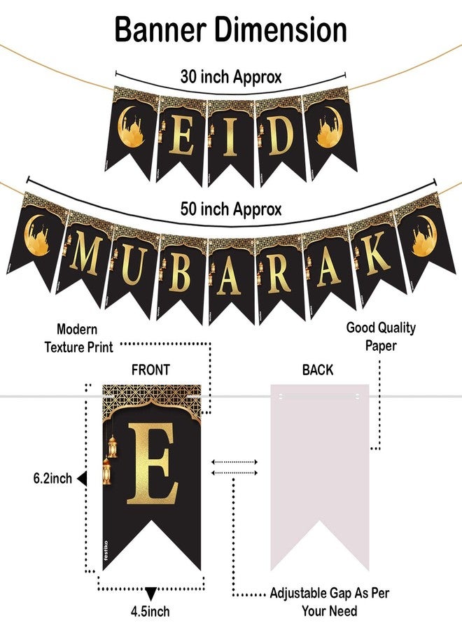 Festiko® Set of 26 Pcs Eid Mubarak Decoration Combo - (Banner/Balloons), Eid Decorations, Ramadan Decorations, - Image 4