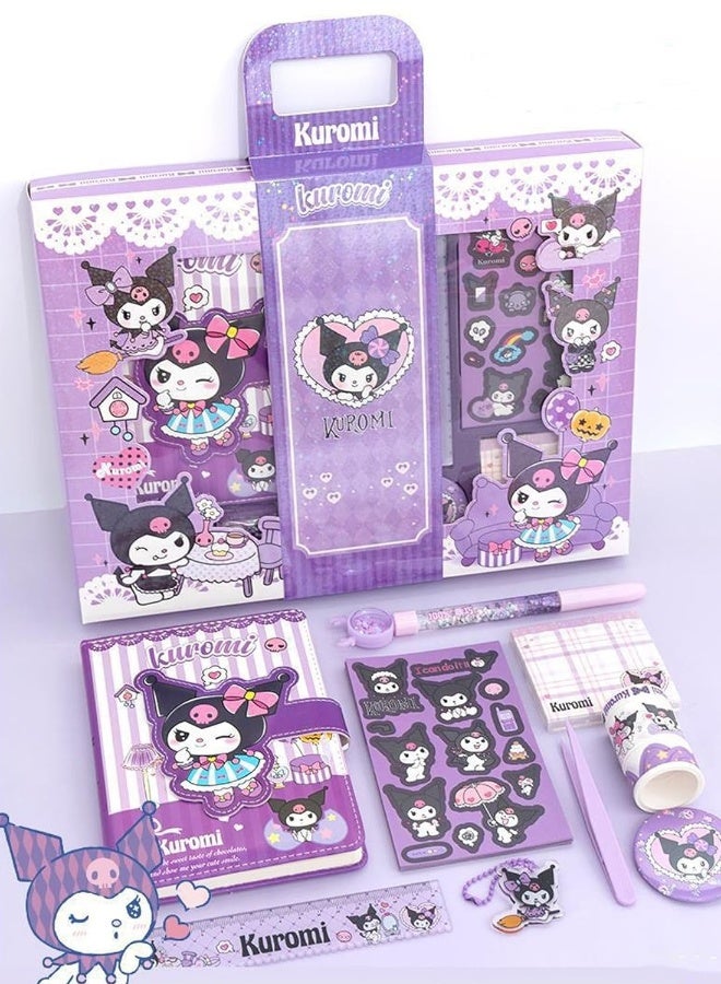 Kuromi Stationery Set - Booklet Planner, Pocket Notepad, Tape, Ruler, Pen and Stickers -  Birthday Gift for Girls aged 4-12 years old, Ideal Back to School Gift for Kids! - Image 3