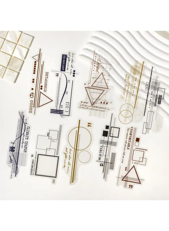 20pcs Ripple Coffee Brown Geometric Book Scrapbook Decals Glossy Matte Low Poly Art Doodle Templates - Image 5