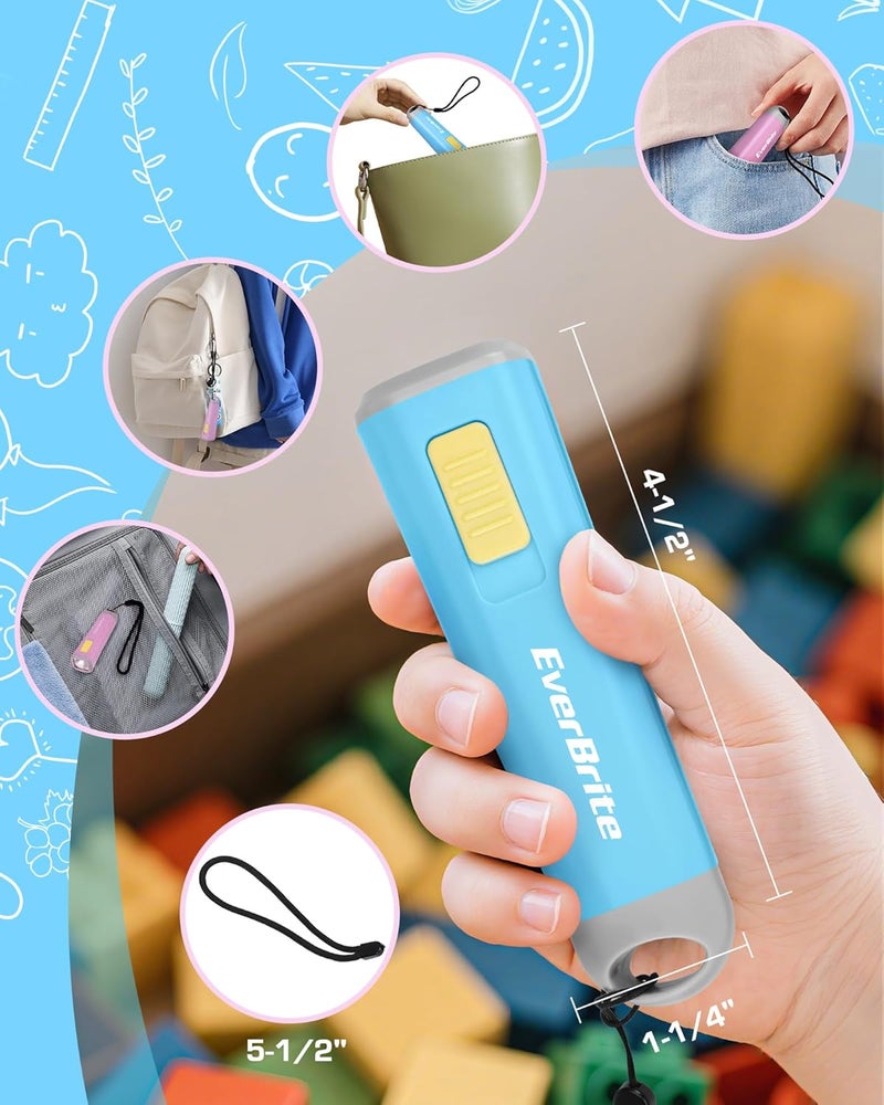 EverBrite 4-Pack Mini LED Plastic Flashlights, Assorted Colors Portable Torch Lights with Lanyard, Small Flashlight for Emergencies and Camping, 3 AAA Batteries Included - Image 5