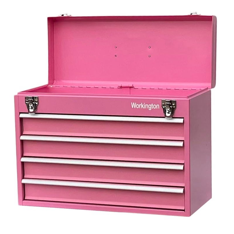 Workington Portable Metal Tool Chest with 4 Drawers, 20" 4-Drawer Tool Chest Cabinet with Ball Bearing Drawer Slides, Steel Tool Storage Box Organizer 4004 Pink - Image 1