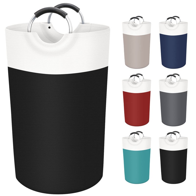 BlissTotes 90L Laundry Basket, Freestanding Laundry Hamper, Collapsible Dirty Clothes Hamper, Waterproof Fabric with Foam Protected Aluminum Handles for College, Dorm, Family (Black) - Image 1