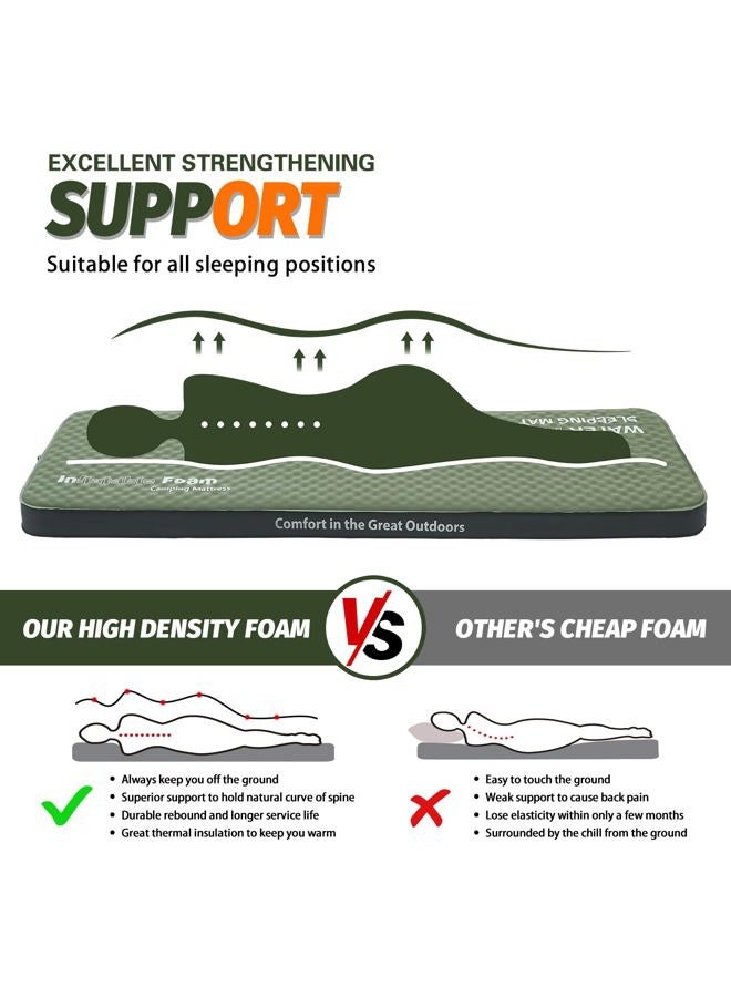 CYMULA 4-inch Automatic Inflatable Mattress, Camping Mattress with Air Pump Sack, Suitable for Adults, Backpacking Travel, Tent, Army Green - Image 4