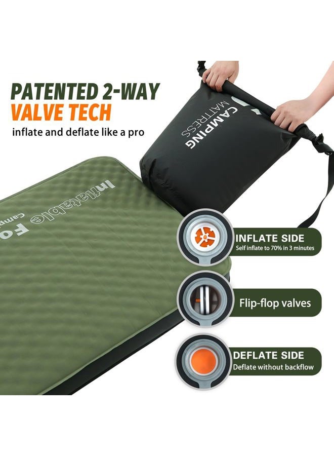 CYMULA 4-inch Automatic Inflatable Mattress, Camping Mattress with Air Pump Sack, Suitable for Adults, Backpacking Travel, Tent, Army Green - Image 2