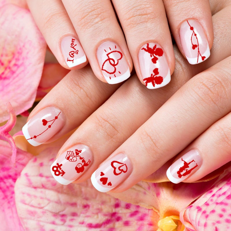 12 Pieces Valentine's Day Nail Art Stamping Plate Kit Love Kiss Heart Rose Pattern Stamp Templates Romantic Nail Art Plates for Wedding Anniversary DIY Print Manicure Salon - Image 4