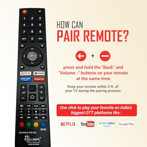 LRIPL Original Replacement Remote Control for BPL Smart LED TV, Android 4K UHD Television with Netflix, Prime Video, YouTube, Google Play Keys Remote No. 1167 -(BPL Non Voice) - Image 5