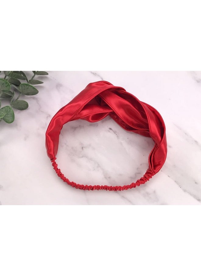 Celestial Silk - عصابة رأس من الحرير الخالص 100% من حرير التوت، عصابة رأس مرنة للنساء، 22 مومي، عصابة شعر ملتوية من الحرير الأحمر، مثالية للشعر السميك الرقيق المستقيم أو المجعد (أحمر) - Image 1