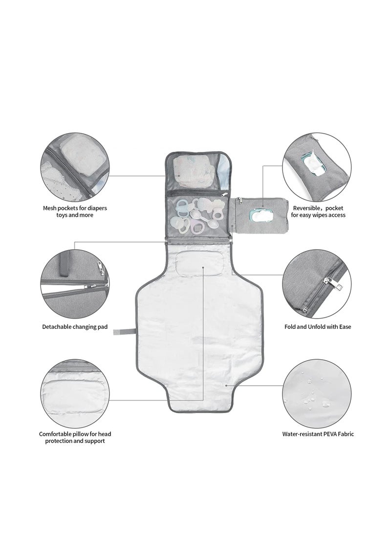 Barakah Portable Waterproof Baby Changing Pad with Wipes Pocket, Multifunctional Diaper Mat for Travel, Ideal Baby Shower Gift for Parents - Image 2