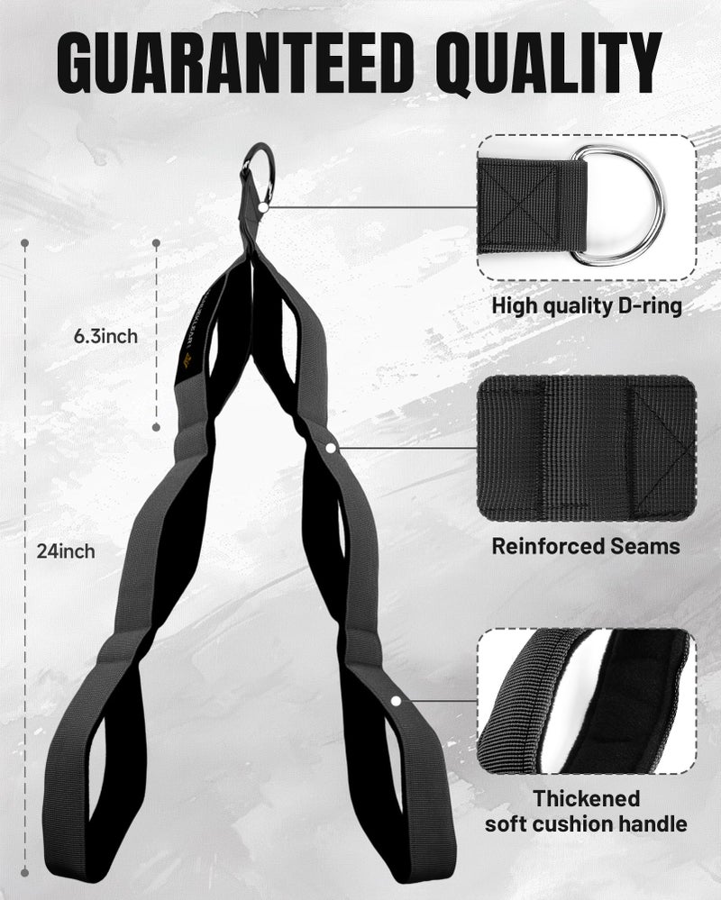 M MANUEKLEAR MANUEKLEAR Tricep Rope Cable Attachment Handles, Greater Range of Motion, Tricep Pull Down Rope for Push Downs, Crunches, Facepulls for Professional Gym (Black) - Image 5