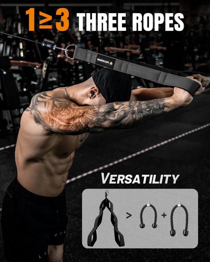 M MANUEKLEAR MANUEKLEAR Tricep Rope Cable Attachment Handles, Greater Range of Motion, Tricep Pull Down Rope for Push Downs, Crunches, Facepulls for Professional Gym (Black) - Image 2