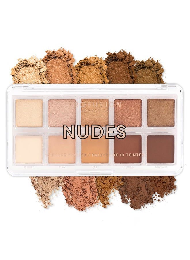 Profusion Cosmetics 10 Shade Eyeshadow Palette - High Pigmented Multi-Finish Colors, Vegan & Cruelty-Free, Create Stunning Looks On-the-Go - Travel-Friendly & Versatile Makeup, Nudes - Image 1