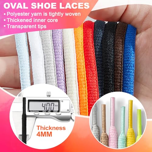 DELELE Oval Athletic Shoelaces Half Round Shoe Laces Navy Blue 2 Pair 47.24" - Image 4
