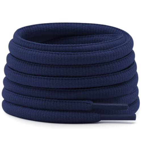 DELELE Oval Athletic Shoelaces Half Round Shoe Laces Navy Blue 2 Pair 47.24" - Image 1