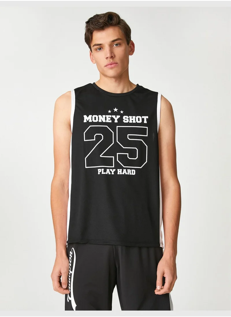 كوتون Varsity Tank Top Printed Crew Neck