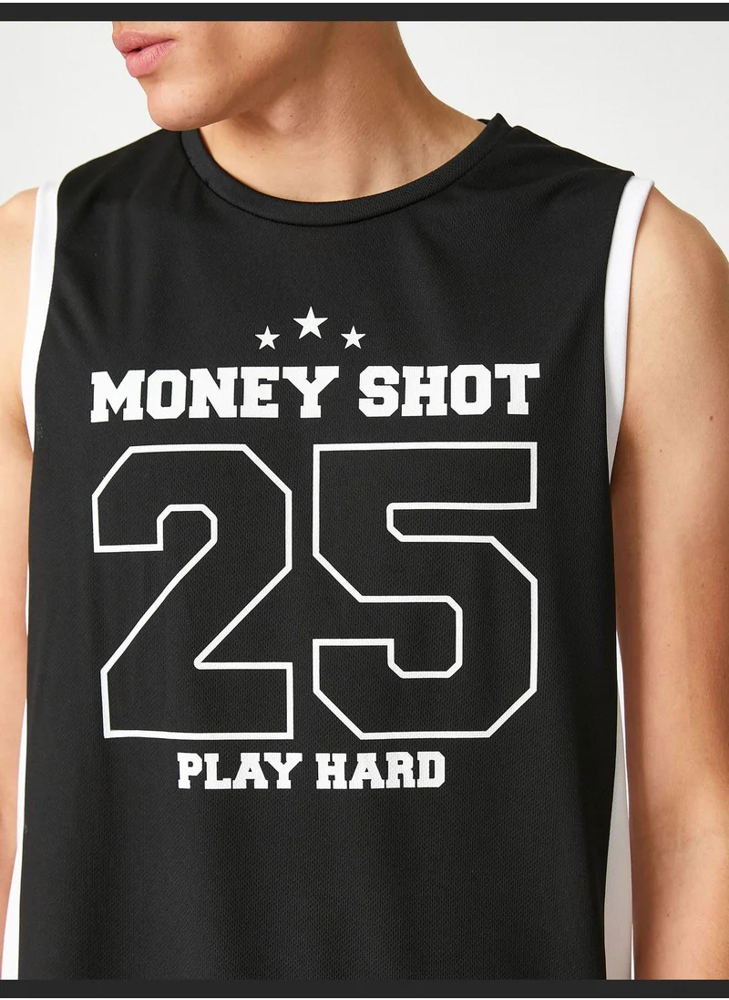 كوتون Varsity Tank Top Printed Crew Neck