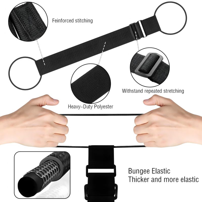 Luggage Connector Strap Adjustable Suitcase Belt 10 To 15.7 Inches Hands-Free Transport - Integrated Pocket For Travel Essentials Black 40 Cm Elastic Core For Airports - Image 5