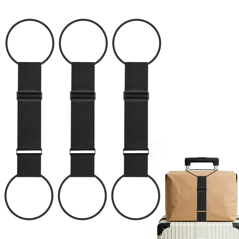 Luggage Connector Strap Adjustable Suitcase Belt 10 To 15.7 Inches Hands-Free Transport - Integrated Pocket For Travel Essentials Black 40 Cm Elastic Core For Airports - Image 1