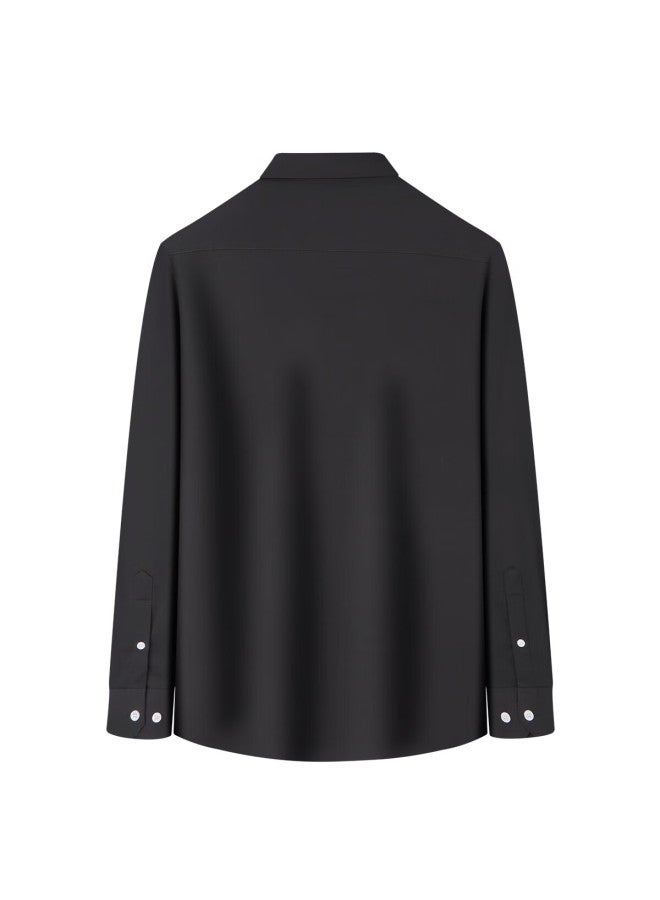Firs Autumn New Long Sleeve Shirt Men Modal Wrinkle-free 3a Antibacterial Skin-friendly Machine Washable Business Casual Polo Shirt - Image 1