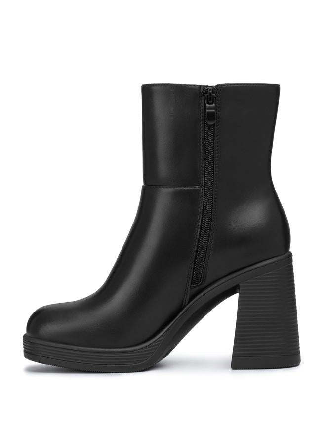 Athlefit Women's Platform Ankle Boots High Chunky Block Heel Square Toe Booties Shoes, Black, 6 - Image 2