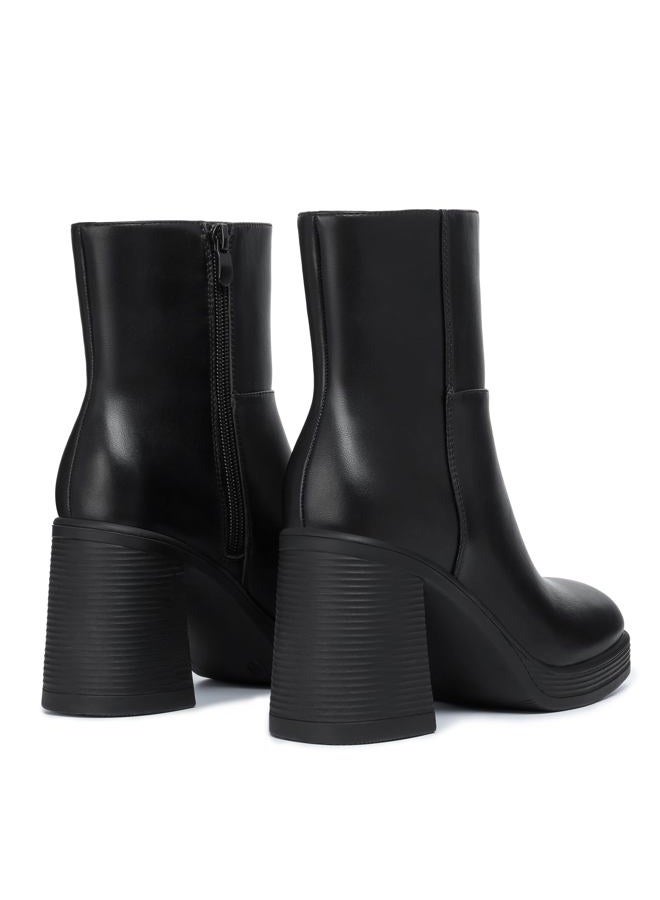 Athlefit Women's Platform Ankle Boots High Chunky Block Heel Square Toe Booties Shoes, Black, 6 - Image 5