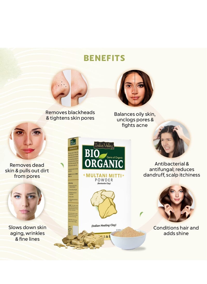 Indus Valley INDUS VALLEY Bio Organic Multani Mitti Powder | Natural Fuller’s Earth for Face & Hair Packs | Removes Dead Skin, Cleanses Pores, Reduces Dandruff & Scalp Itchiness | Soft & Glowing Skin - 200g  - Image 3
